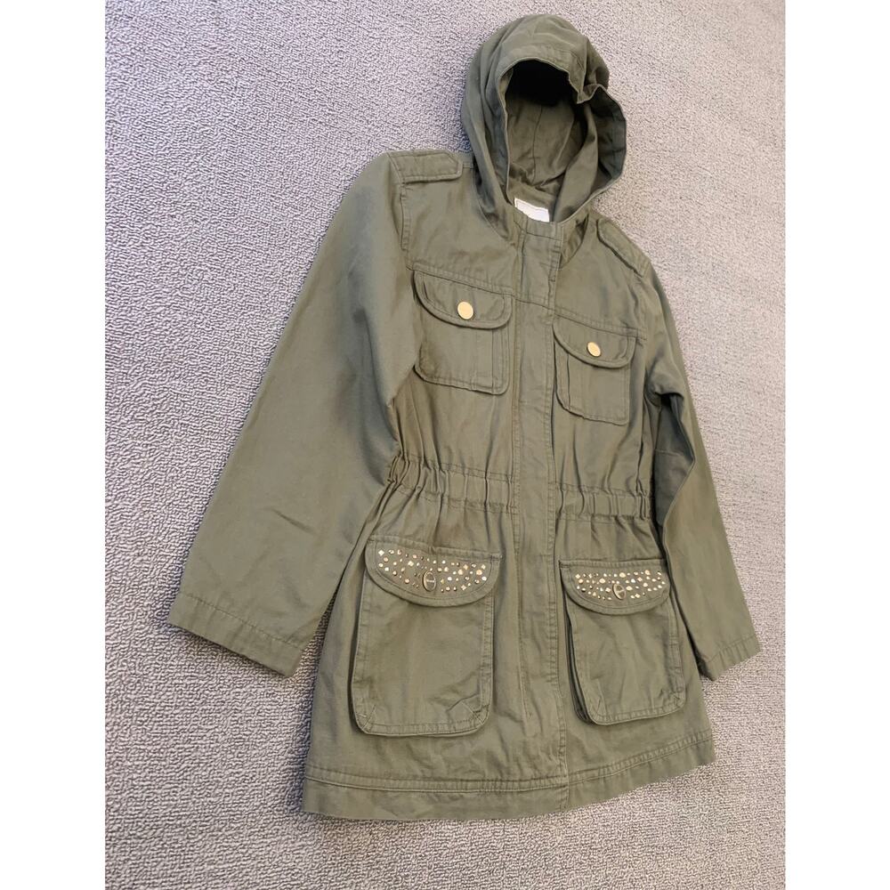 Mayoral Girl's Size 8 Olive Green Hooded Jacket With Studs - Picture 15 of 16
